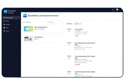 QuickStudy Learning Environment dashboard