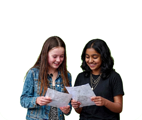 Two students reviewing their results together